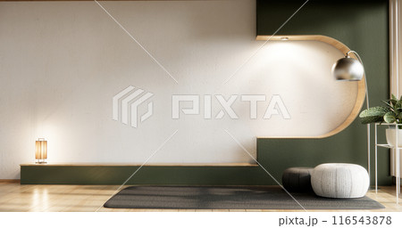 Minimalist Green Living Room Interior Design have sofa modern and decoration. 116543878