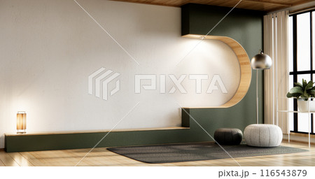 Minimalist Green Living Room Interior Design have sofa modern and decoration. 116543879