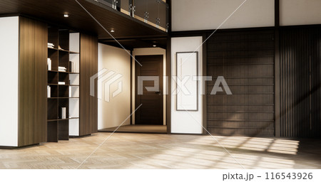 Japan style Big living area in luxury room japan style decoration. Japan style Big living area in luxury room japan style decoration. 116543926