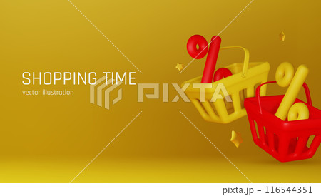 Shopping and special offer design with shopping cart, percent sign. Online shopping 116544351