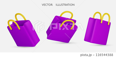 Shopping bags vector set. Sale empty paper bags collection for fashion shopping design elements isolated in white. Vector illustration. Shopping bags vector set. Sale empty paper bags collection for fashion shopping design elements isolated in white. Vector illustration. 116544388