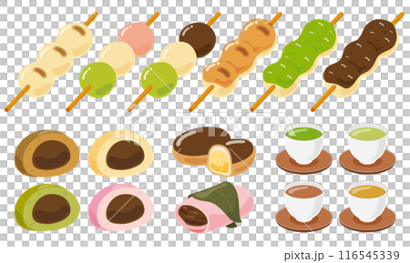 いろいろな和菓子のイラストセット 116545339