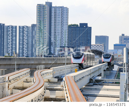 The pink monorail Mass Transit System serving in the Metropolitan Region. 116545371