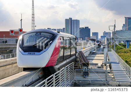 The pink monorail Mass Transit System serving in the Metropolitan Region. 116545373