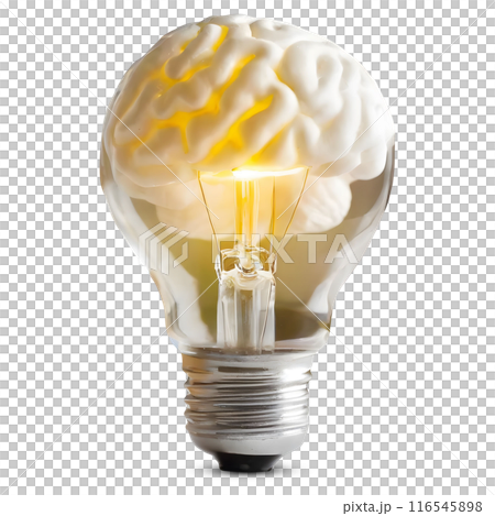 Lamp and brain symbol of mind and intelligence. Concept idea in business and education, startup and entrepreneurship. Lamp and brain symbol of mind and intelligence. Concept idea in business and education, startup and entrepreneurship. 116545898