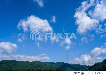 《夏の背景素材》夏山と夏の青空 116545912