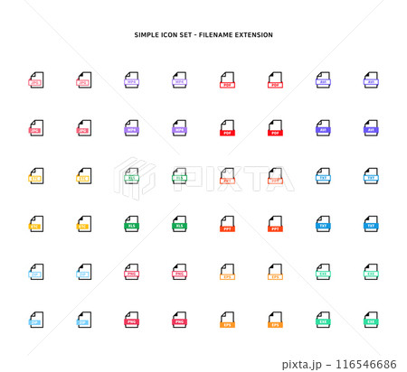 Collection of document type icon according to file extension 116546686