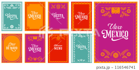 Mexican Fiesta, Mexican Menu restaurant, Cinco de Mayo invitation. Collection of frames, cards 116546741
