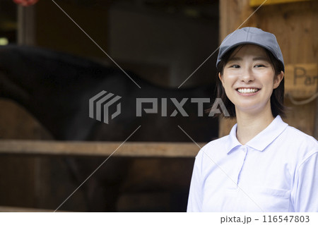 馬のお世話をする女性 馬のお世話をする女性 116547803