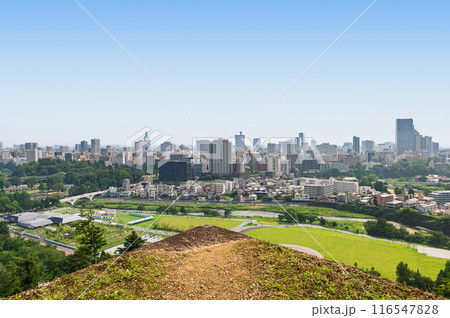 仙台城跡から眺める市内中心部 116547828