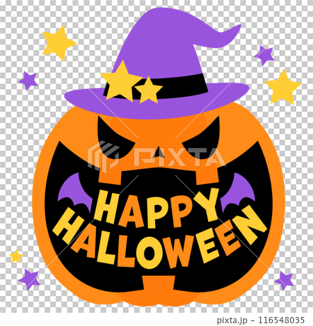 ハロウィンの大きな口のかぼちゃフレーム文字あり_ベクターイラスト 116548035