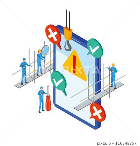 スマートフォン修理のイメージイラスト スマートフォン修理のイメージイラスト 116548257