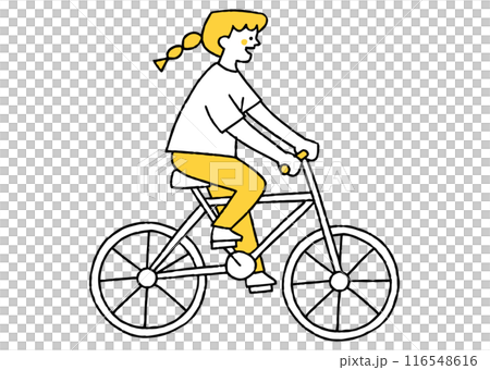 一個女孩騎著自行車去她的目的地 一個女孩騎著自行車去她的目的地 116548616