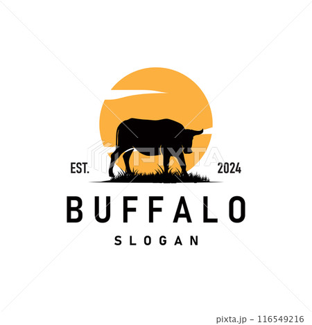 black silhouette design of agricultural and livestock animal buffalo logo simple minimalist illustration template black silhouette design of agricultural and livestock animal buffalo logo simple minimalist illustration template 116549216