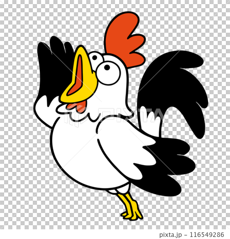 Illustration of a rooster roaring with hands up Illustration of a rooster roaring with hands up 116549286