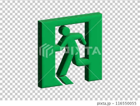 Emergency exit sign Realistic and three-dimensional 3D emergency exit guide light illustration icon material 116550055