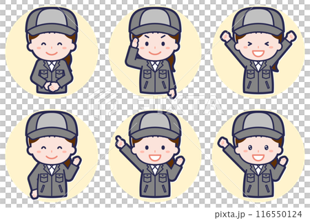 Female factory worker pose set_01 116550124