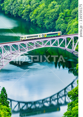 福島 只見線 第一只見川橋梁を渡る列車 福島 只見線 第一只見川橋梁を渡る列車 116550175