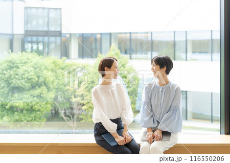 笑顔で話す2人のビジネスウーマン 116550206