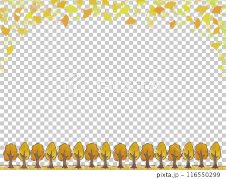 Watercolor style autumn tree frame material 116550299