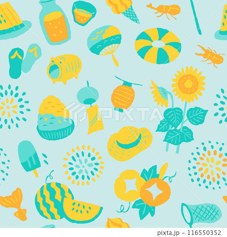 夏のイラストシームレスパターン 夏のイラストシームレスパターン 116550352