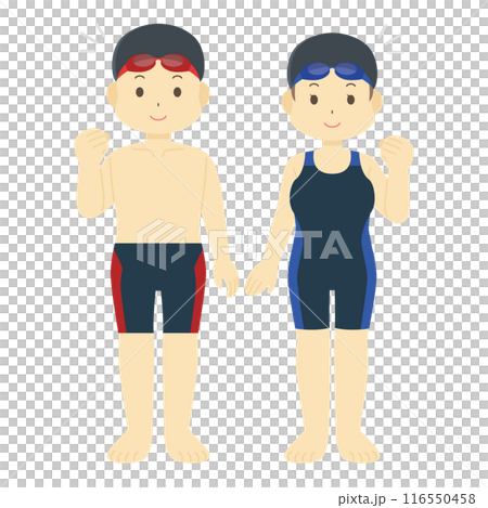 Illustration of men and women wearing swimsuits 116550458