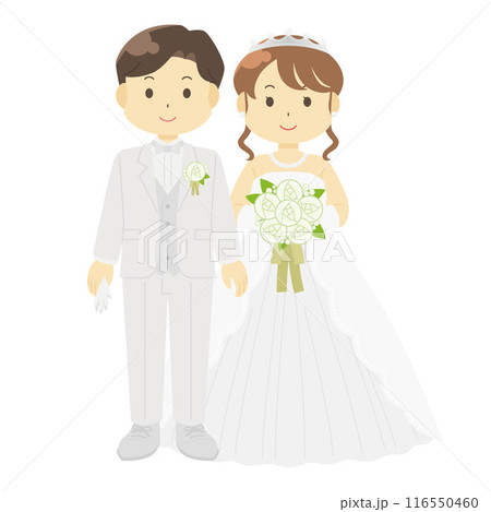 結婚式の男女のイラスト（洋装） 116550460
