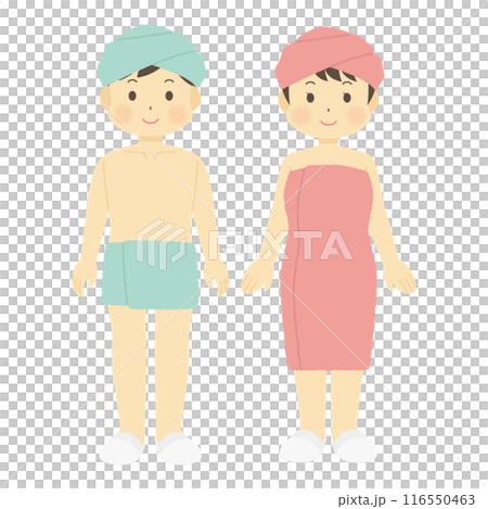 Illustration of a man and woman after taking a bath 116550463
