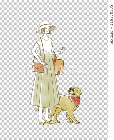 夏に旅行をする女性と犬 夏に旅行をする女性と犬 116550535