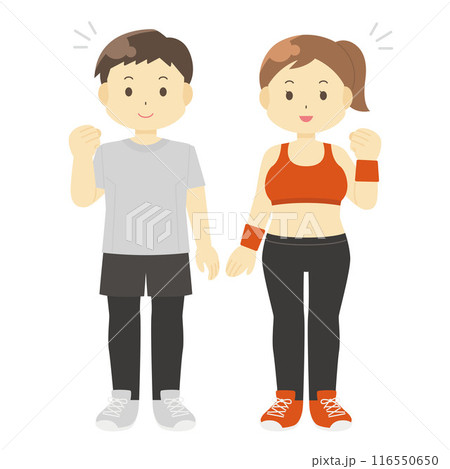 スポーツウェアを着た男女のイラスト 116550650