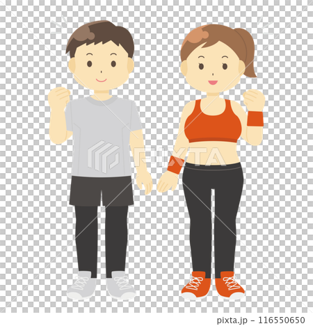 スポーツウェアを着た男女のイラスト 116550650