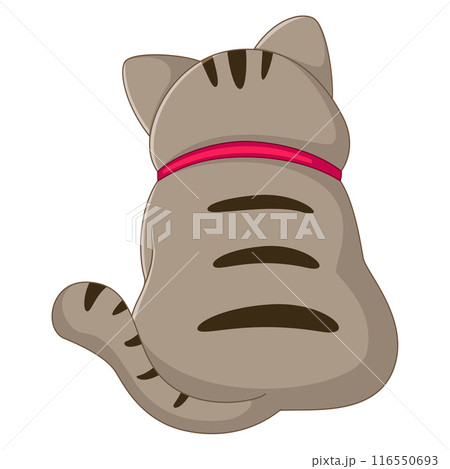 A fat cat shows sadness, curled up with its back turned of illustration 116550693