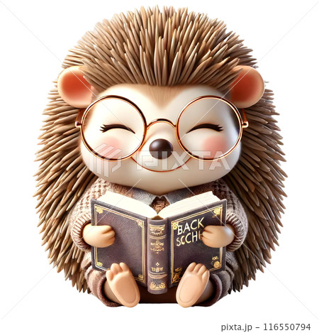 3d hedgehog with book 116550794