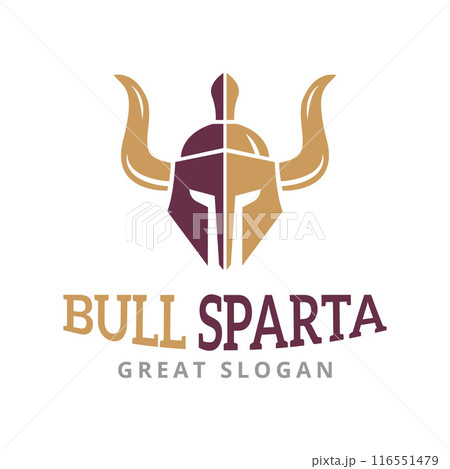 Horned Bull Head Animal Sparta Strong Knight Warrior Logo Template Horned Bull Head Animal Sparta Strong Knight Warrior Logo Template 116551479