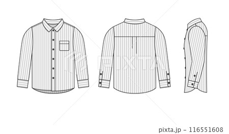長袖シャツ・ワイシャツ・Yシャツ ベクターテンプレートイラスト 116551608