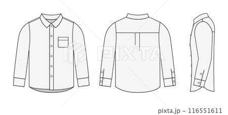 長袖シャツ・ワイシャツ・Yシャツ ベクターテンプレートイラスト 長袖シャツ・ワイシャツ・Yシャツ ベクターテンプレートイラスト 116551611