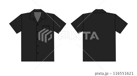 半袖 アロハシャツ・ハワイアンシャツ ベクターテンプレートイラスト 116551621