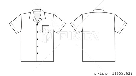 半袖 アロハシャツ・ハワイアンシャツ ベクターテンプレートイラスト 116551622