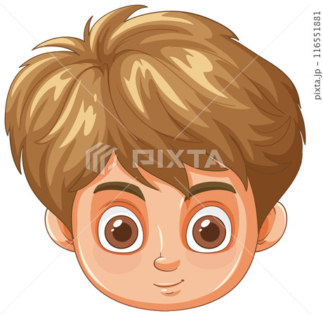 Cute Cartoon Boy Face Illustration 116551881