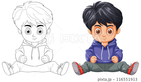 Cute Kid in Hoodie Illustration Cute Kid in Hoodie Illustration 116551913
