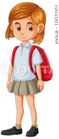 School Girl with Red Backpack School Girl with Red Backpack 116551951