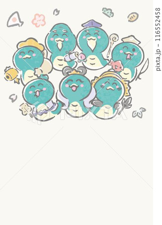年賀状2025　年賀2025　七福神　巳年　巳　へび　蛇　はがきテンプレート　かわいい　イラスト素材 116552458