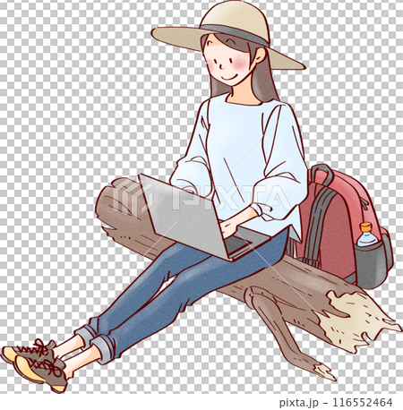 旅行中仕事する女性02 116552464