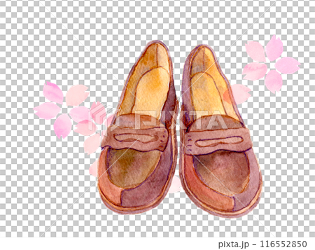 水彩イラスト　ローファーと桜 116552850