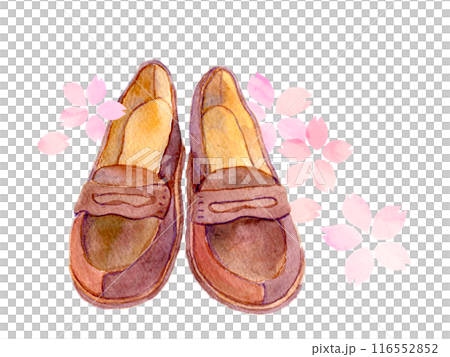 水彩イラスト　ローファーと桜 116552852