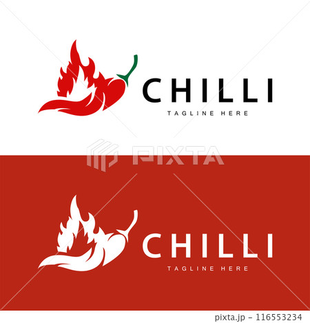 Hot Chili Peppers Logo Farm Garden Design Simple Illustration Symbol Template 116553234