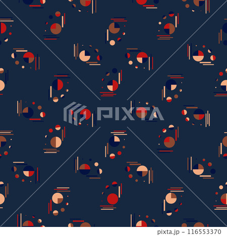 Abstract art artistic textile geo seamless pattern. Modern Retro Playful Print. Organic stripes and geo Shapes. Abstract art artistic textile geo seamless pattern. Modern Retro Playful Print. Organic stripes and geo Shapes. 116553370