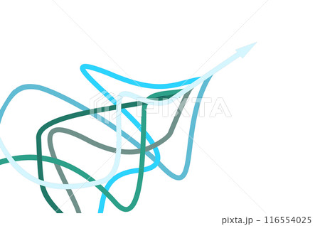 Graphic of blueand green color ropes converging into arrows isolated on transparent background, Arrow in same direction for rising to succes 116554025