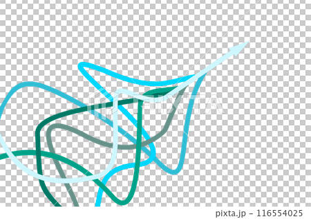 Graphic of blueand green color ropes converging into arrows isolated on transparent background, Arrow in same direction for rising to succes 116554025