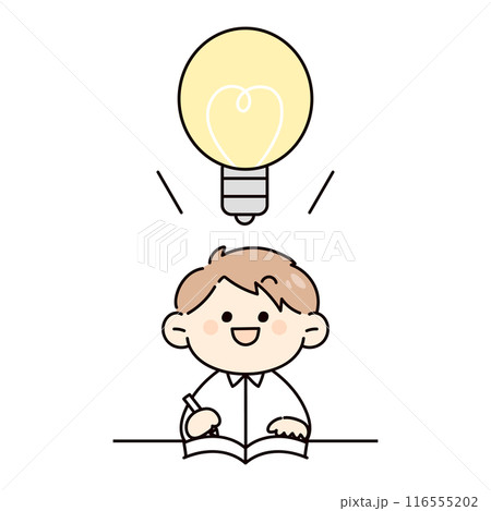 勉強中に閃く学生のイラスト 116555202